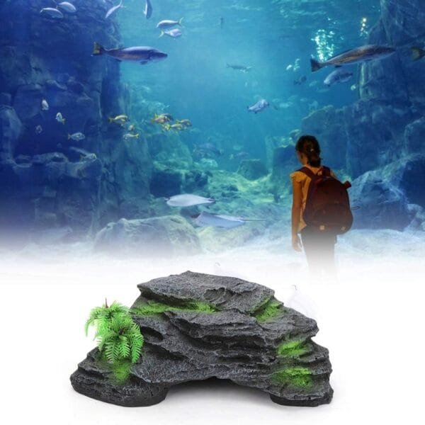 Fdit Cueva de Reptiles Tortugas de Resina Artificial Plataforma Flotante para Tomar el Sol Casa de Tortugas Isla Flotante Acuario Acuario de Piedra Decoración de Adornos - Image 3