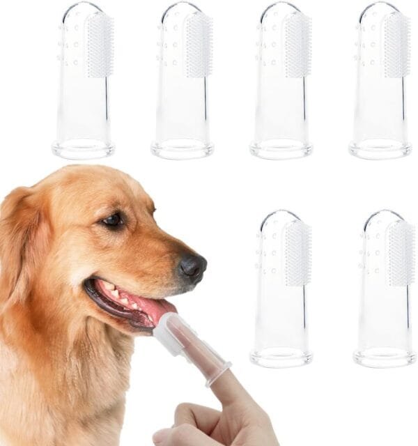 BIRLOZA 6 cepillos de dientes para perros cepillo de dientes de silicona suave para mascotas cepillos de dientes de dedos cuidado dental de gato higiene bucal para mascotas kit de limpieza
