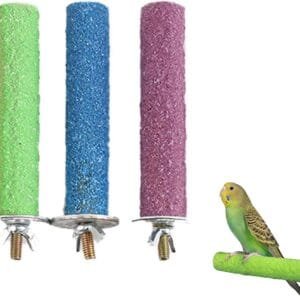 Perca de Pájaro, Perchas de Loro, Perchas de Aves Juguete, Jaulas de Pájaro Juguete Loro Jugar, Palos de Soporte de Madera para Loros, Jaula Juguete de Molienda de Patas, Perca Loro Colorido, 3 Piezas