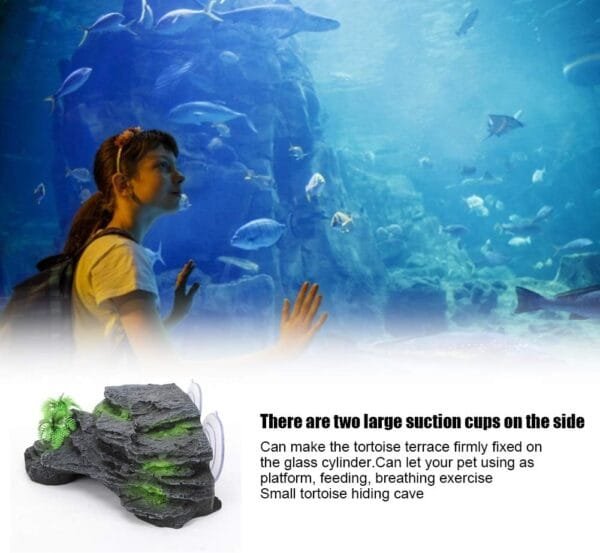 Fdit Cueva de Reptiles Tortugas de Resina Artificial Plataforma Flotante para Tomar el Sol Casa de Tortugas Isla Flotante Acuario Acuario de Piedra Decoración de Adornos - Image 2