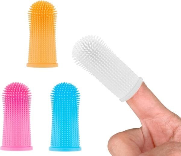 ieron 4 cepillos de dientes para perros, cuidado dental para mascotas, herramientas de limpieza de dientes de silicona 360º para perros, gatos con caja - Image 5