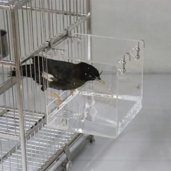Aceshop Bañera para Pájaros Cuenco de Baño Acrílico Transparente Caja de Baño para Casa de Baño Accesorio de Jaula para Pájaros con Ganchos para Pájaros Pequeños, Pinzón, Canario 12.8 * 11.3 * 13 cm - Image 5