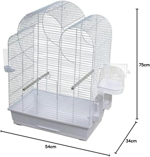 duvoplus DUVO + 493/100 Jaula, Color Blanco con Accesorio para pájaro