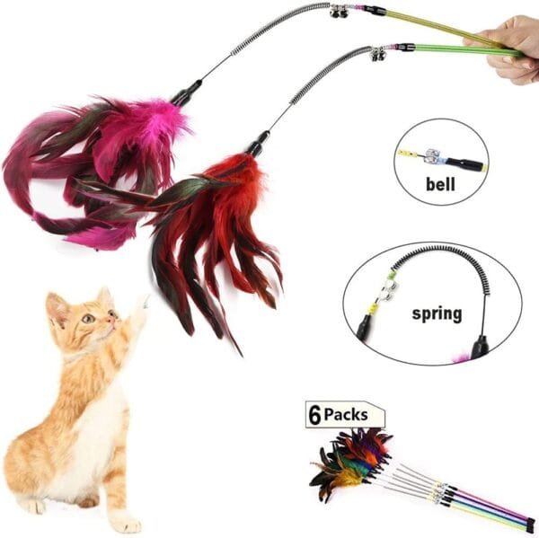 Juguete Gato Pluma,Plumas Gato,Para Gato Jugar Solo Juguetes Interior Gatitos - Image 2
