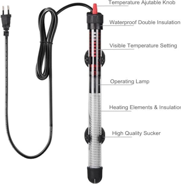 Ailgely Calentador Acuario Sumergible 25W, Mini Varilla de Calentamiento del Acuario con Termostato y 2 ventosas, Calentador de acuarios para Tanques de Peces y acuarios (30 L) - Image 3