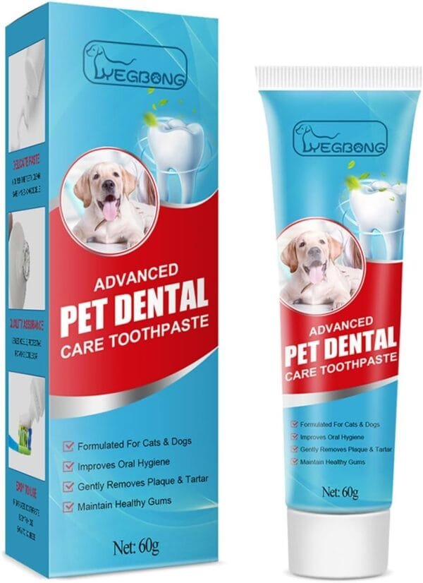 Pasta de Dientes para Perros y Gatos, Limpieza Dental para Perros, Cuidado Dental para Perros y Gatos, para La Limpieza E Higiene Bucal De Los Perros, Previene El Mal Aliento 60g