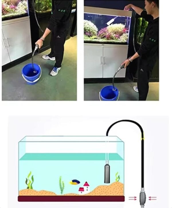 Wilsonzin Cambio de Agua del Tanque de Peces,Limpiador Grava De Pecera,Bombas De Sifón con Filtros De Grava para acuarios Limpiador de acuarios Viene con Dos Puntas de Repuesto - Image 6