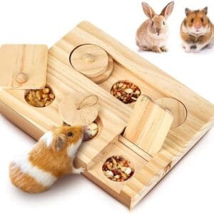 JSKWIKE 1 Pcs Juguetes para Hamsters Juguetes para Animales Conejos Accesorios Juguete De Madera 6 En 1 Adecuado para Cobayas Conejos Chinchillas Y HáMsters
