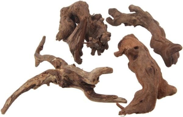 Emours - Ramas de madera natural para reptiles y decoración de acuarios y pecera, surtido de distintos tamaños pequeño (4 unidades)