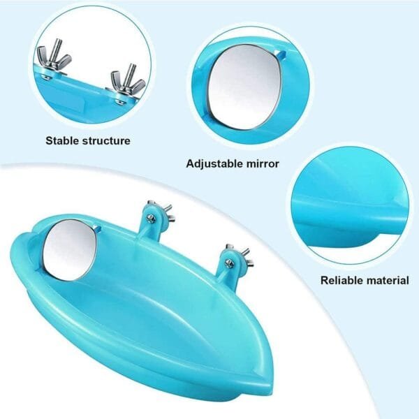 Sunshine smile Bañera pájaro para Loros,Bañera Bird con Espejo,Accesorios de Ducha de Jaula de pájaros,Bañera de plástico para pájaros,Bañera con Espejo Bird,Bañera para pájaros - Image 3
