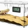 Oiakz Terrarios para reptiles, con higrómetro de temperatura, caja de cría de reptiles acrílicos de tamaño grande, tanque de jaula de terrario para pequeños reptiles insectos oficina en casa, 15.7 x