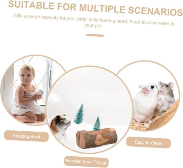 DRESSOOS Comedero para hámster para conejos, comedero para hámsters, comedero de madera, comedero pequeño para hámster, cuenco de agua para conejos, cuenco de agua, pollo rugido, cobaya, madera de - Image 6