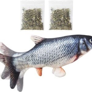 Juguetes Eléctricos para Peces Catnip, 30CM Recargable USB Juguetes Simulación Realista de Felpa, Suministros Interactivos Divertidos para Masticar Mascotas para Gato Gatito