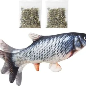Juguetes Eléctricos para Peces Catnip, 30CM Recargable USB Juguetes Simulación Realista de Felpa, Suministros Interactivos Divertidos para Masticar Mascotas para Gato Gatito