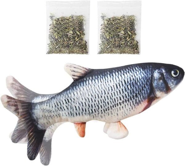 Juguetes Eléctricos para Peces Catnip, 30CM Recargable USB Juguetes Simulación Realista de Felpa, Suministros Interactivos Divertidos para Masticar Mascotas para Gato Gatito