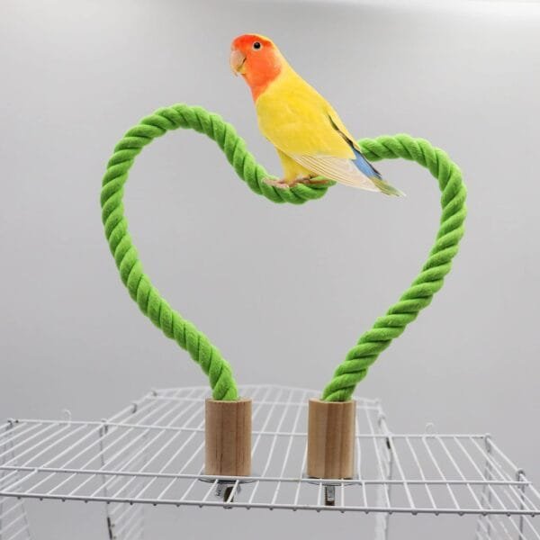 Paquete de 2 columpios de cuerda de cáñamo para pájaros, accesorios de poste de soporte para jaula de pájaros, perca de escalada de pie para loro, periquito, periquitos y tortolitos (L (39.37 - Image 4
