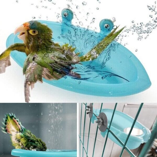Sunshine smile Bañera pájaro para Loros,Bañera Bird con Espejo,Accesorios de Ducha de Jaula de pájaros,Bañera de plástico para pájaros,Bañera con Espejo Bird,Bañera para pájaros - Image 6