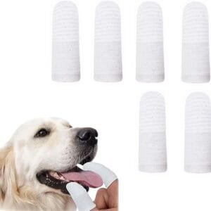Paquete de 6 cepillos de dientes para mascotas, cepillo de dientes para perros, camas para dedos reutilizables, camas para el cuidado dental de perros de tela de punto, dedos antiplaca para perros