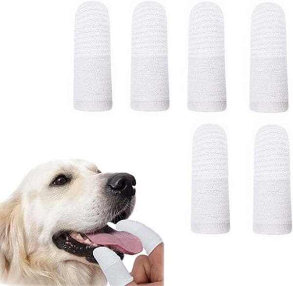 Paquete de 6 cepillos de dientes para mascotas, cepillo de dientes para perros, camas para dedos reutilizables, camas para el cuidado dental de perros de tela de punto, dedos antiplaca para perros