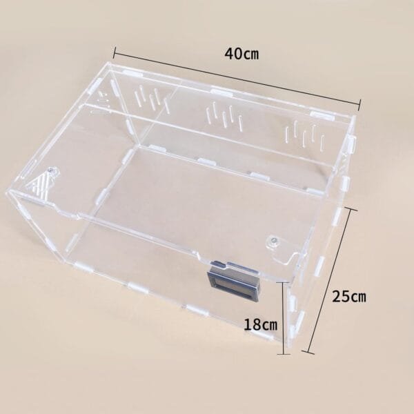 Oiakz Terrarios para reptiles, con higrómetro de temperatura, caja de cría de reptiles acrílicos de tamaño grande, tanque de jaula de terrario para pequeños reptiles insectos oficina en casa, 15.7 x - Image 3