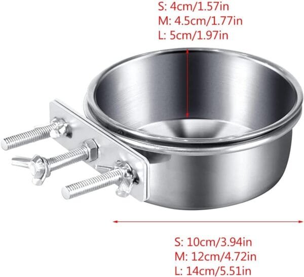 Tazas de comida para pájaros, cuenco extraíble de acero inoxidable para loros, cuencos de comida para loros, cuenco de comedero para pájaros con abrazadera, tazas de plato de alimentación para pájaros - Image 3