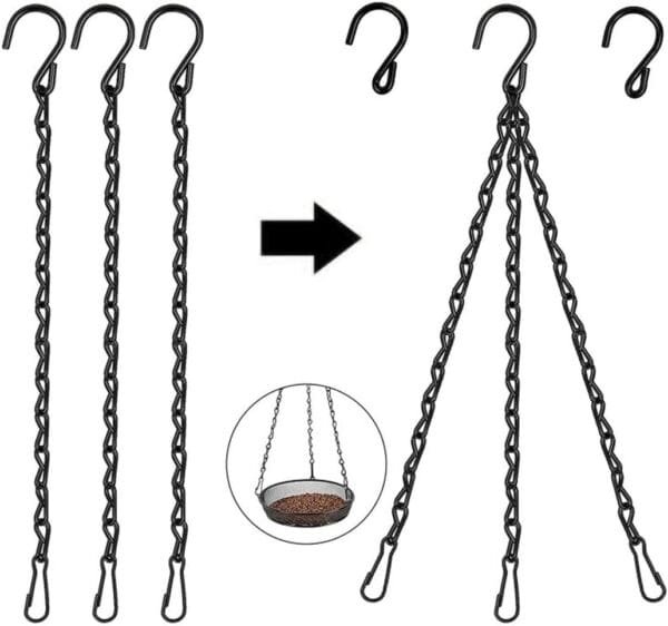 JOCXZI Juego de 5 Cadenas de Acero Inoxidable con Ganchos en S y mosquetón- reemplazables, Ganchos de Rosca para Colgar pajareras y Comida para pájaros Silvestres, Caja Nido para pájaros - Image 4