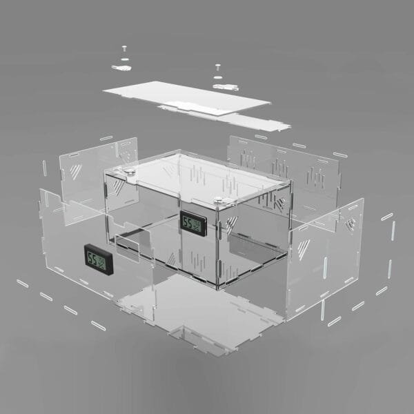 Oiakz Terrarios para reptiles, con higrómetro de temperatura, caja de cría de reptiles acrílicos de tamaño grande, tanque de jaula de terrario para pequeños reptiles insectos oficina en casa, 15.7 x - Image 2