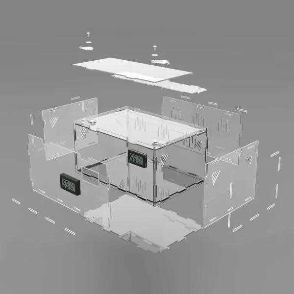 Oiakz Terrarios para reptiles, con higrómetro de temperatura, caja de cría de reptiles acrílicos de tamaño grande, tanque de jaula de terrario para pequeños reptiles insectos oficina en casa, 15.7 x - Image 2
