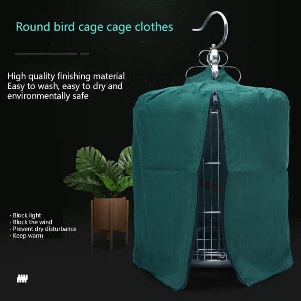 SH-RuiDu Cubierta para jaula de pájaros, resistente al viento, a prueba de sol, impermeable, a prueba de luz, ayuda para dormir, jaula de pájaros, accesorio para jaula redonda de pájaros - Image 2