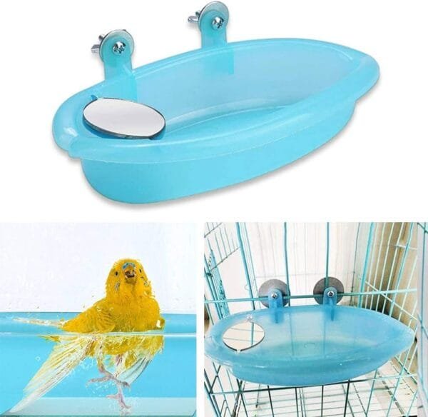 Sunshine smile Bañera pájaro para Loros,Bañera Bird con Espejo,Accesorios de Ducha de Jaula de pájaros,Bañera de plástico para pájaros,Bañera con Espejo Bird,Bañera para pájaros - Image 7