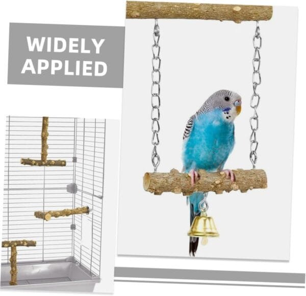 SEWOART Jaula para pájaros de madera, juguete para masticar para loros, columpio de pájaros, perchas para jaulas de pájaros, accesorios para juguetes, soporte para pájaros, perca tosu - Image 3