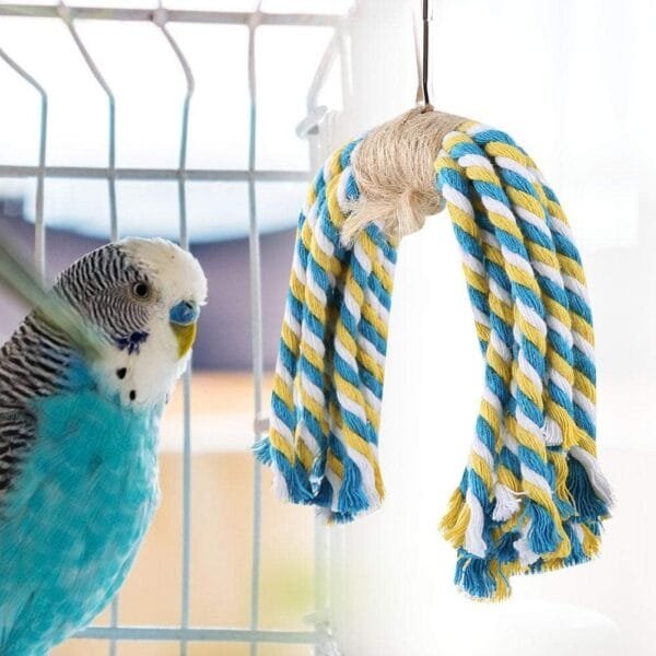 Pssopp Juguetes para Masticar pájaros para Mascotas, Cuerda de algodón para Loros, Juguete para Masticar, Juguetes para morder Colgantes para pájaros, Accesorios para jaulas de Loros para Mascotas - Image 3