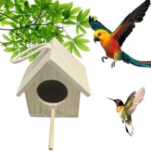 Casa de Pájaros de Madera, Casa de Nidos de Pájaros de Madera, Jaula para Pájaros de Madera Accesorios para Pájaros, Nido de Madera para Pájaros, para Periquitos, Loros, Periquitos y Periquito