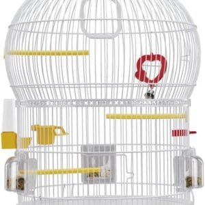 Ferplast Jaula para Pájaros Bali Jaula Pájaros, Canarios, Periquitos, Agapornis, de Metal, Todos los Accesorios Comedero Perchas 43.5 x 43.5 x h 68.5 cm.