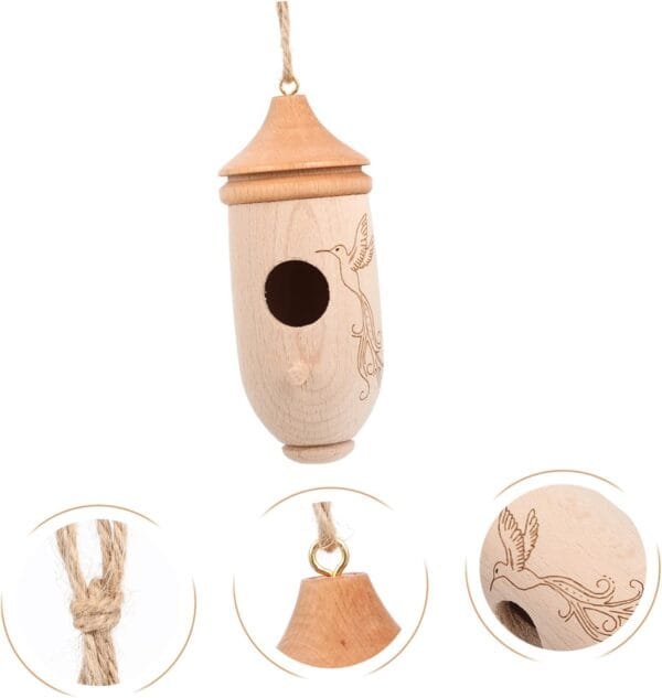 AOKWAWALIY comedero para pájaros colibrí comederos para pájaros comedero Colgante comedero para pájaros al Aire Mascota Comida de Pajaro Bandeja de alimentación Aves envase Madera - Image 7