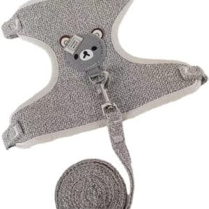 Norhogo Arnés de conejo, correa de conejo ajustable, accesorios para conejos, gatos, animales pequeños, 27-35 cm, 1,20 m (S, gris)
