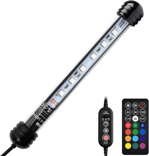 NICREW Luz Sumergible con Remoto Control y LED de Espectro Completo para Acuario, Luz Plantado Subacuática para Tanque con Pez, Lámpara Impermeable para Acuario, 2W