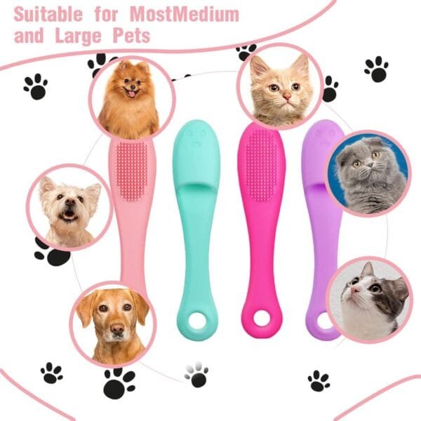 INGJIA Cepillo dientes perro,cepillo de dientes de dedo de perro, paquete de 8 cepillos de dientes de silicona para perro cuidado dental, fácil limpieza de dientes de perro y gato - Image 6