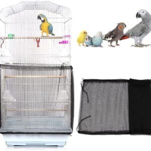 CATTY Jaulas Accesorios Pájaro Malla, Cubierta de Jaula de Pájaros, Jaula de Pájaros Falda, para Loros, Periquitos, Guacamayos, Jaulas Cuadradas Redondas (Negro, 38,6 * 14,2 Pulgadas / 98 * 36 cm)