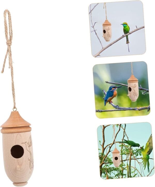AOKWAWALIY comedero para pájaros colibrí comederos para pájaros comedero Colgante comedero para pájaros al Aire Mascota Comida de Pajaro Bandeja de alimentación Aves envase Madera - Image 3