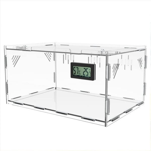 Oiakz Terrarios para reptiles, con higrómetro de temperatura, caja de cría de reptiles acrílicos de tamaño grande, tanque de jaula de terrario para pequeños reptiles insectos oficina en casa, 15.7 x - Image 9