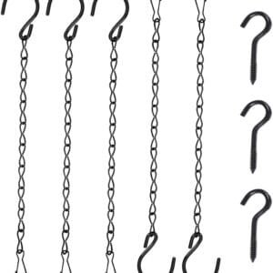 JOCXZI Juego de 5 Cadenas de Acero Inoxidable con Ganchos en S y mosquetón- reemplazables, Ganchos de Rosca para Colgar pajareras y Comida para pájaros Silvestres, Caja Nido para pájaros