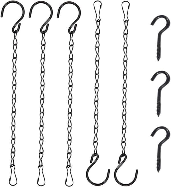 JOCXZI Juego de 5 Cadenas de Acero Inoxidable con Ganchos en S y mosquetón- reemplazables, Ganchos de Rosca para Colgar pajareras y Comida para pájaros Silvestres, Caja Nido para pájaros