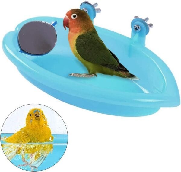 Sunshine smile Bañera pájaro para Loros,Bañera Bird con Espejo,Accesorios de Ducha de Jaula de pájaros,Bañera de plástico para pájaros,Bañera con Espejo Bird,Bañera para pájaros - Image 4