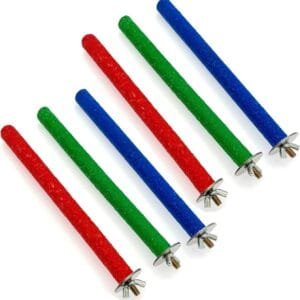 JZK 6 pièces 1.5 cm x 20 cm Largo Poste pájaro pequeño Perchas para periquitos Canario, Palo Perca Loro pequeño Colorido para Jaula de pájaros, Palos de Soporte de Madera para Loros