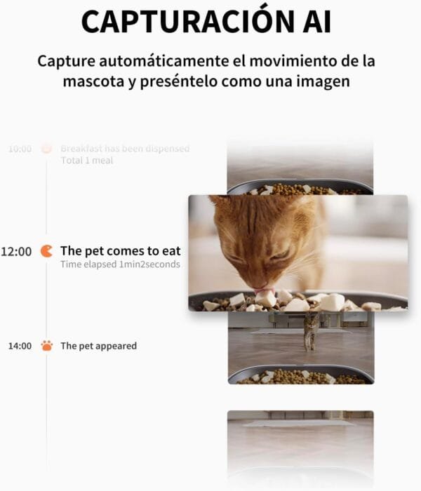 PETKIT Comedero Gato Automatico con Cámara, Doble Tolva 5L Dispensador Comida Gatos/Perros, 1080P HD, Función AI, Audio Bidireccional, 2.4G WiFi, App Control, Cuenco de Acero Inoxidable - Image 2