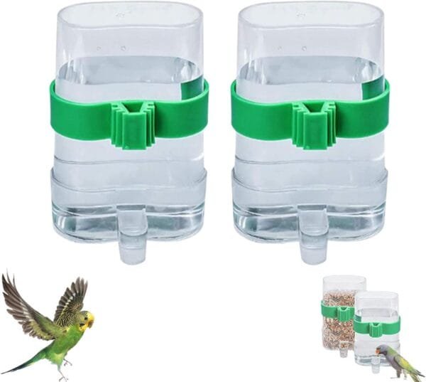2 Piezas Comedero Automático De Semillas, Pájaros Dispensador De Alimentos, Comedero para Pájaros, Accesorios para Jaulas, Pájaros Dispensadora De Agua, para Pájaros, Loros