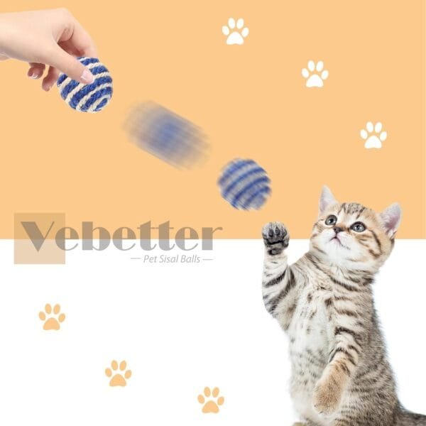Vebetter Bola De Sisal Para Gatos, 9 Bolas De Cuerda De Sisal, 4,3cm Bolas De Juguete Para Gatos, Bolas De Juguete Respetuosas Con El Medio Ambiente, Bolas De Juguete Para Gatitos, Juguete Interactivo - Image 5