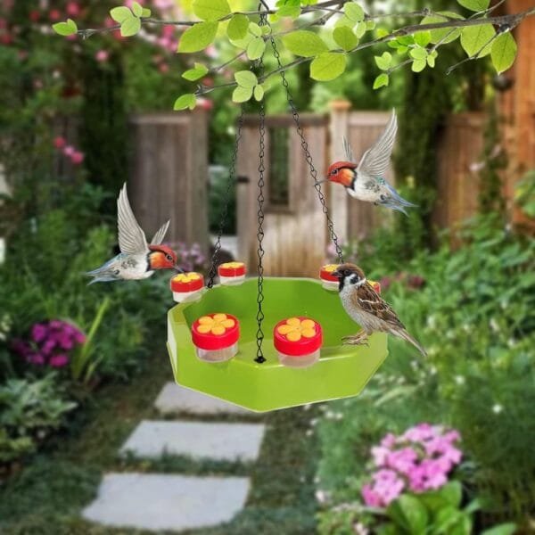 Bañera para Pajaros Jardin,Bebedero Pajaros Exterior Colgar,Comedero Pajaros Exterior,Pajaros Decorativos De Jardín,con 6 Bebederos Automáticos para Pájaros,Agapornis,bañera para Pajaros Canarios - Image 3