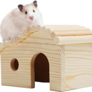 DiiWmme Casa de hámster de madera para conejillos de indias, casa de cobayas de madera, hábitats de casa de mascotas pequeñas, accesorio de jaula de conejo con ventanas, casa de madera para conejos